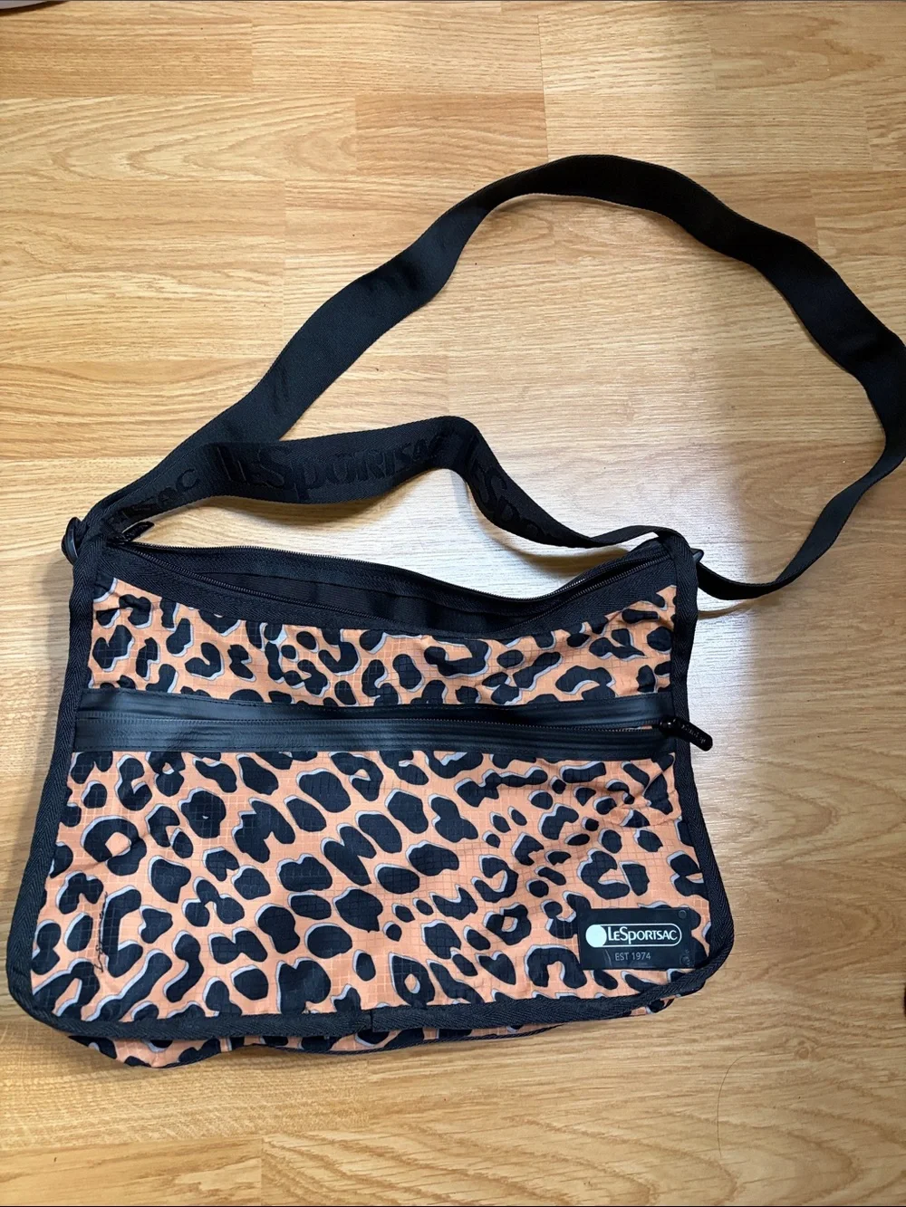 LeSportsac Leopard Print Crossbody Bag in Orange and Black